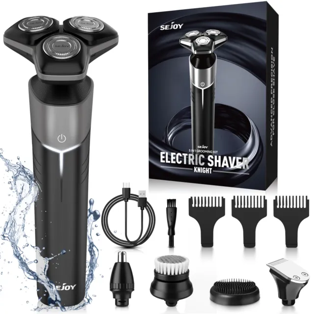 SEJOY 5in 1 Electric Shaver Razor Rotary Beard USB Rechargeable Trimmer Cordless
