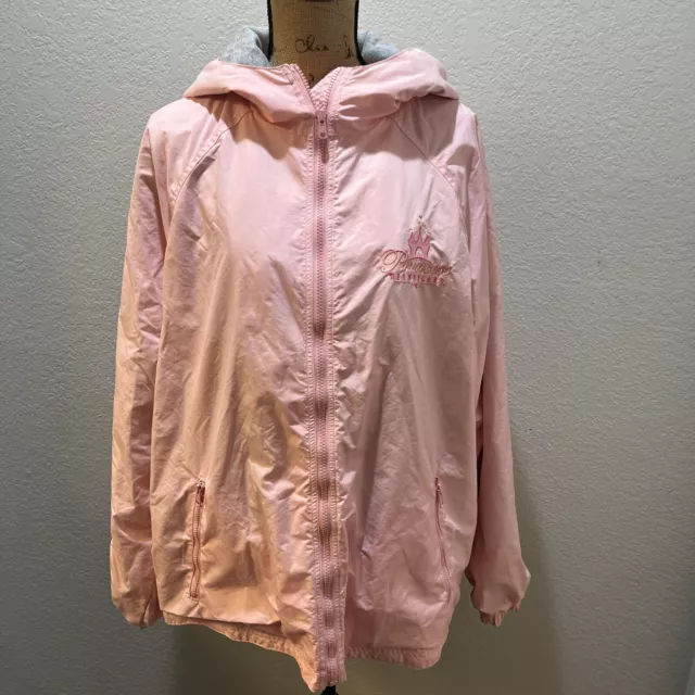 Walt Disney World Princess Jacket Coat Hooded Zip Up Bubble Gum Pink Size Large