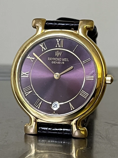 RAYMOND WEIL MENS Watch - Purple Face, 9136-2, Quartz, gold plated, new  battery £82.00 - PicClick UK