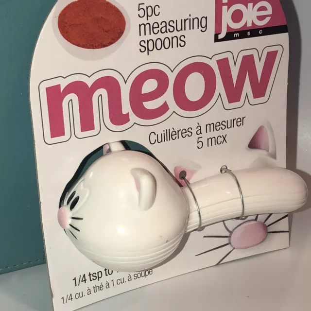 Joie Meow 5 Piece Stackable Nesting Measuring Spoons White Cat 1/4 tsp 1  tbsp