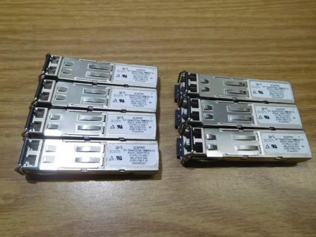 LOT OF 7x Genuine 3COM 3CSFP91 1000Base-SX 850nm SFP Transceivers