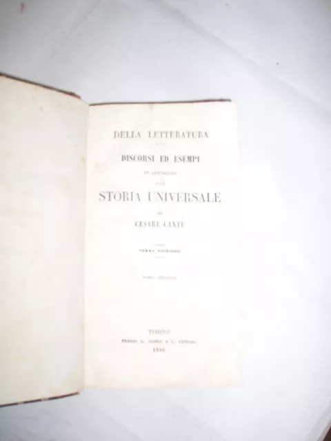 Della Letteratura Discorsi Ed Esempi Storia Universale - Cantu - Pomba - 1846