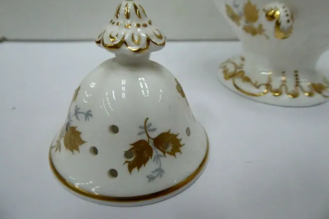 Vintage Coalport Porcelain Perfumer Urn Pot Pouri Lidded Vase Gilt Floral 3