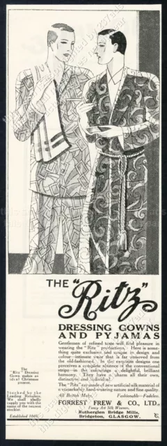1929 Ritz dressing gown pajamas 2 men art vintage fashion print ad
