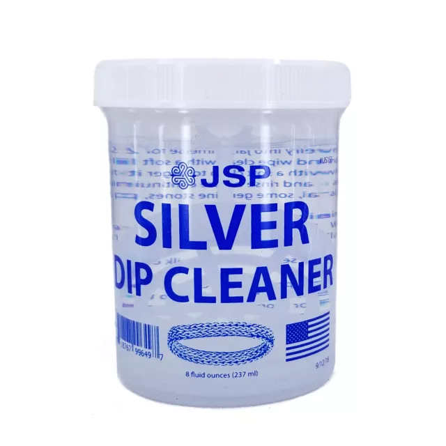 Sterling Silver Dip Cleaner Tarnish Remover 925 Jewelry Cleaning 8oz w/ Cloth 2
