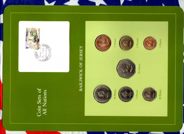 Coin Sets of All Nations Jersey 1984-1985 UNC £1 1985 St Clement 25K Mint