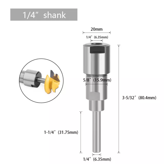 6 8mm 12mm 1/4 1/2 Shank Collet Chuck Extension Rod Router Bit Adapter Converter