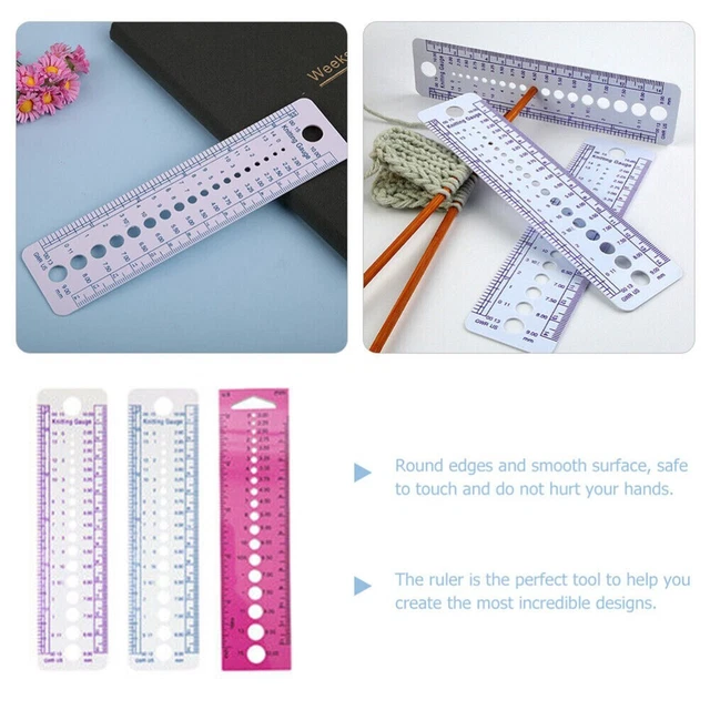Jauge à Tricoter En Plastique - Règle Mesure Mailles Et Points - Pouces Et Cm, Taille Aiguilles 2mm à 10mm