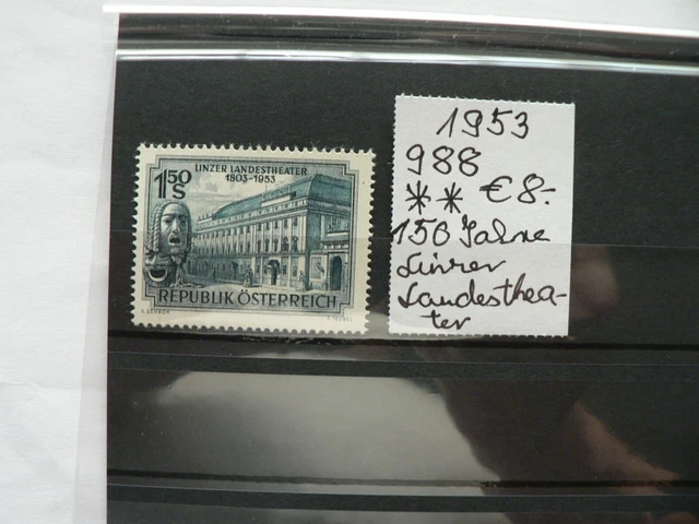 Österreich 1953 Sondermarke 150 Jahre Linzer Landestheater Mi.-Nr. 988