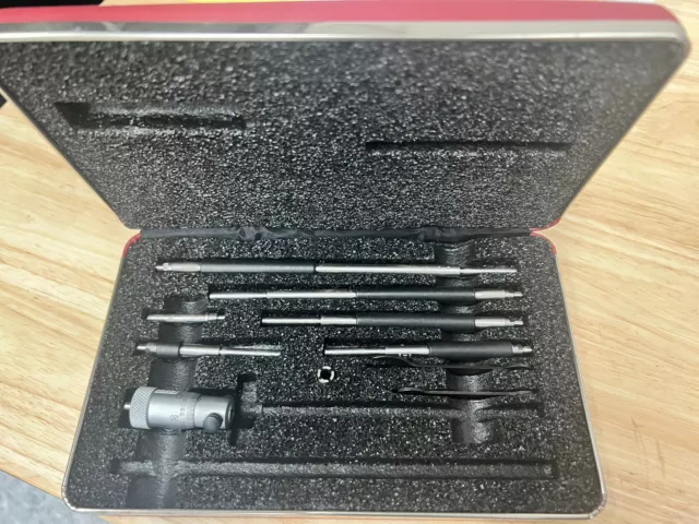 STARRETT ID MICROMETER SET NO 124A w/CASE - 2-8 INCHES LIGHTLY USED