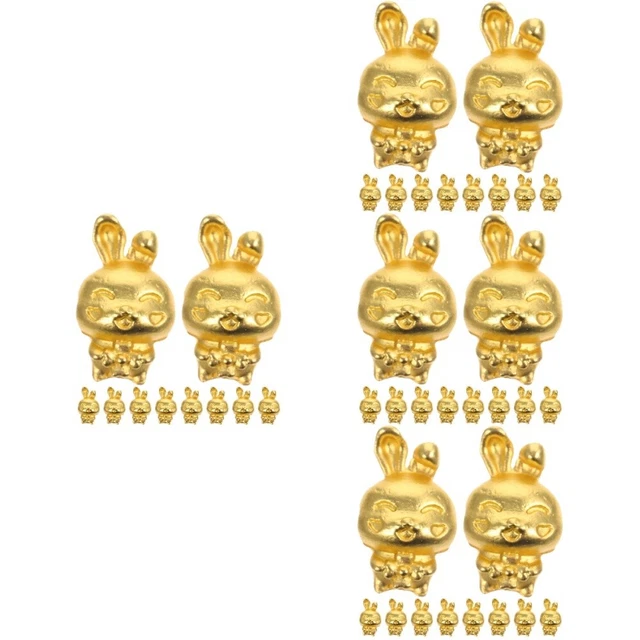 40 Pcs Copper Shajin Rabbit 2023 New Year Small Charms Zodiac
