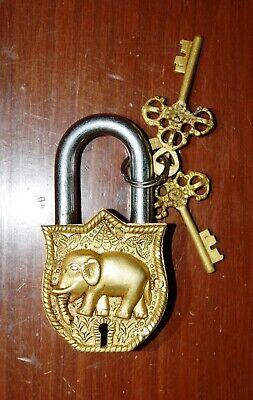 Baby Elephant Design Safety Door Lock Handmade Brass Padlock Door Accessory RV26