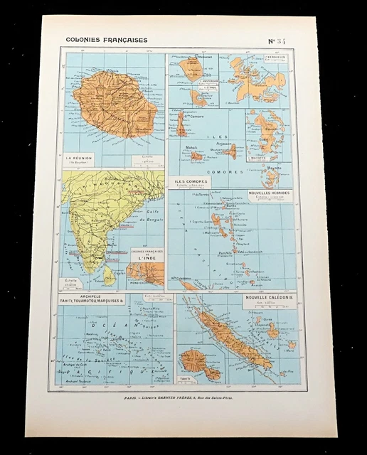 FRENCH COLONIAL MAP Colonies of France Martinique Guyana St Martin