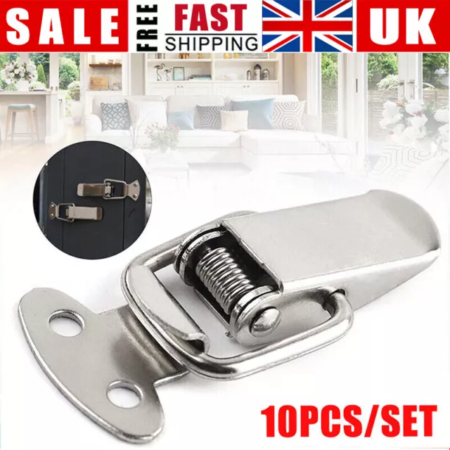 10PCS Latch Catch Stainless Steel Cabinet Boxes Handle Toggle Lock Clamp Hasp UK