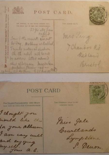 Edward VII: Postcards & Stamps dated cancels: Dec. 18 to 19 1904.