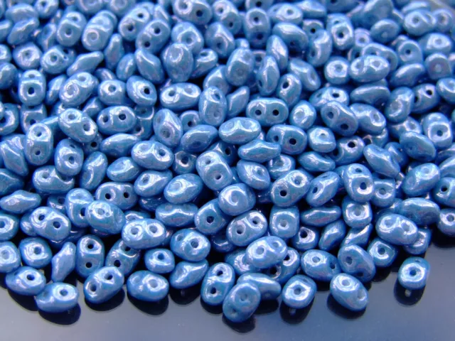 10g Matubo SuperDuo Czech Seed Beads 2.5x5mm Chalk Blue Luster Jewelry Making