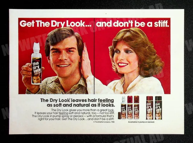 Gillette The Dry Look Hair Spray 1980 Trade Print Magazine Ad Poster ADVERT