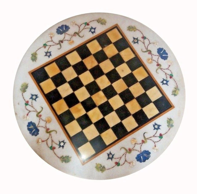 Table d'Echecs en Bois et Marbre et Pieces Echecs Luxe