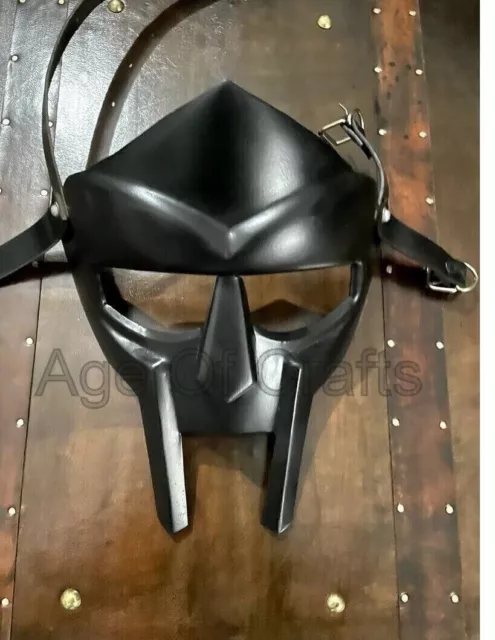 Medieval MF Doom Gladiator Mask Mad Villain Golden Finish Black Face Armour gift