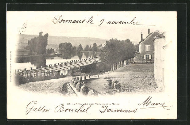 CPA Dormans, Le Quai Voltaire and the Marne