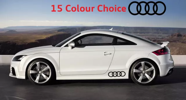 2 x AUDI RINGS CAR VINYL STICKERS / DECALS SIDE SKIRT 15 Colour