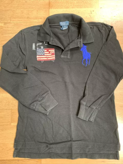 Black Long-Sleeve Ralph Lauren Polo Shirt, Size M10-12
