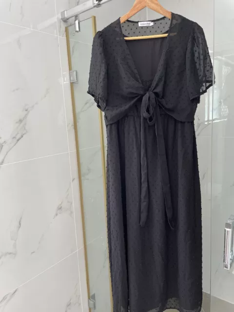 Atmos And Here Size 14 Black Long Maxi Maternity And Nursing Breastfeeding Dress