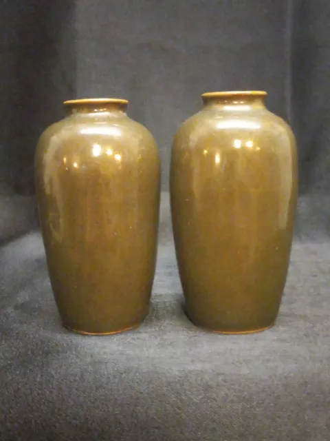 Antique Chinese Miniature Tea Dust Glaze Pair Of Vases 18Th - 19Th C.