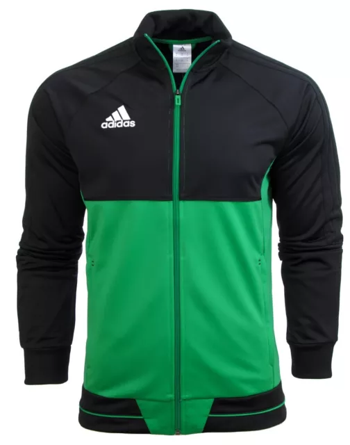 Adidas Mens Full Zip Tracksuit Top Training Jacket 3 Stripes Size S Green Black