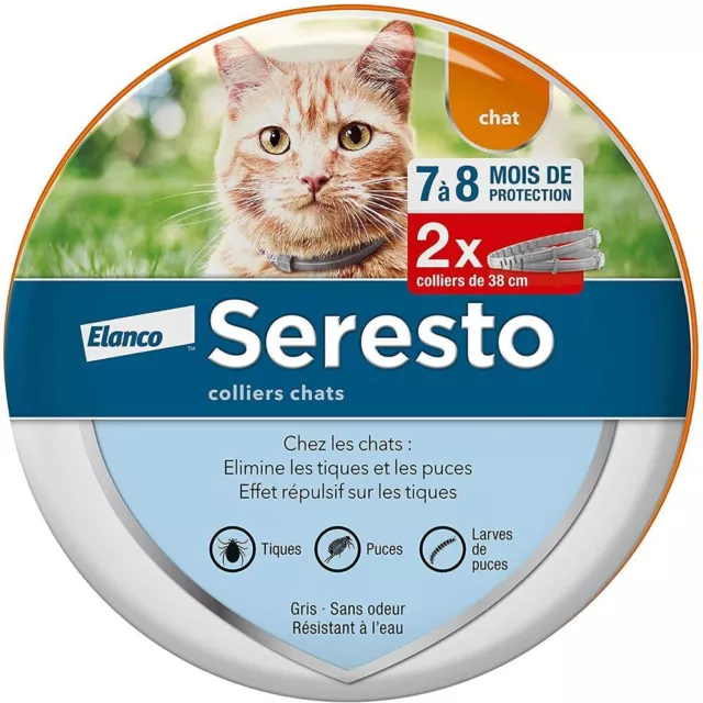 2 x SERESTO Collier Anti-Puces Et Anti-Tiques Antiparasitaire pour Chat