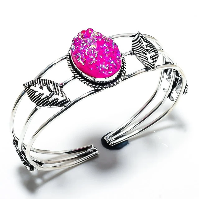 Titanium Druzy Gemstone Handmade Gift Cuff Bangle Adjustable f029