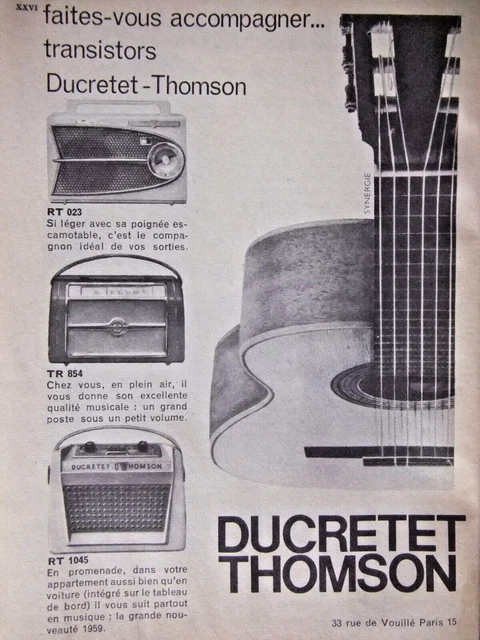 1959 Transistors Ducretet Thomson Press Advertisement - Advertising