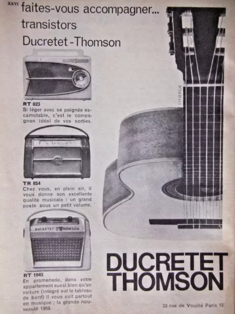Publicité De Presse 1959 Transistors Ducretet Thomson - Advertising