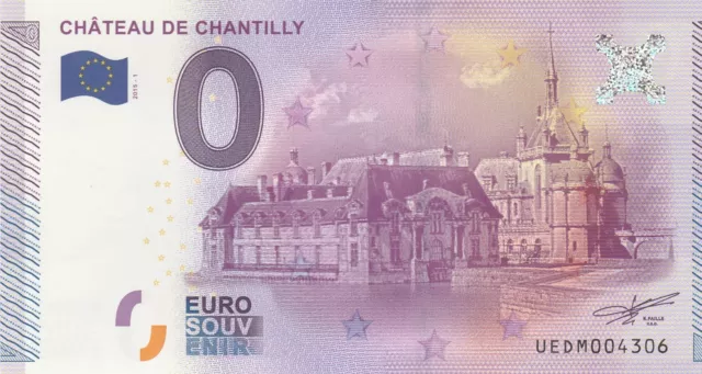 A 2015-1 Billet Euro Souvenir - Ue Dm - 60 500 Château De Chantilly