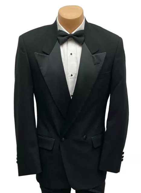 Boys Christian Dior Black Tuxedo Jacket Double Breasted Satin Peak Lapels Size 4