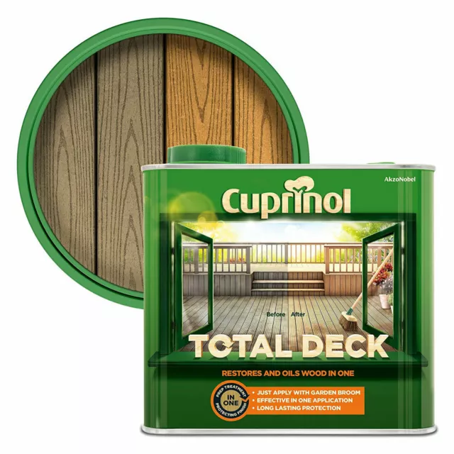Cuprinol Total Deck Clear 2,5 L restauri e oli legno finitura protettiva duratura
