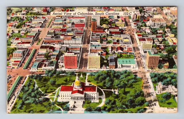 Columbia SC-South Carolina, Aerial View of Columbia, c1953 Vintage Postcard