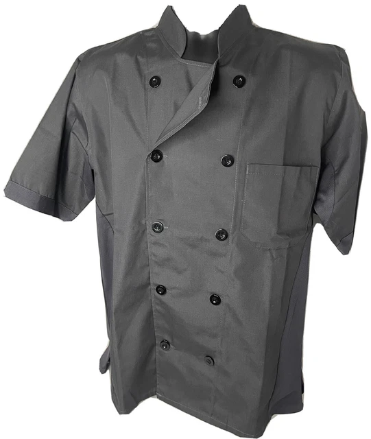 Cook Cool Happy Chef Gray Vented Restaurant Employee Smock Shirt Size Xs New Nwt
