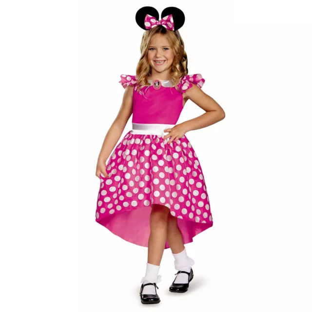 Costume Minnie Mouse Ufficiale Disney Classico Rosa Bambini Ragazze Abito Fantastico