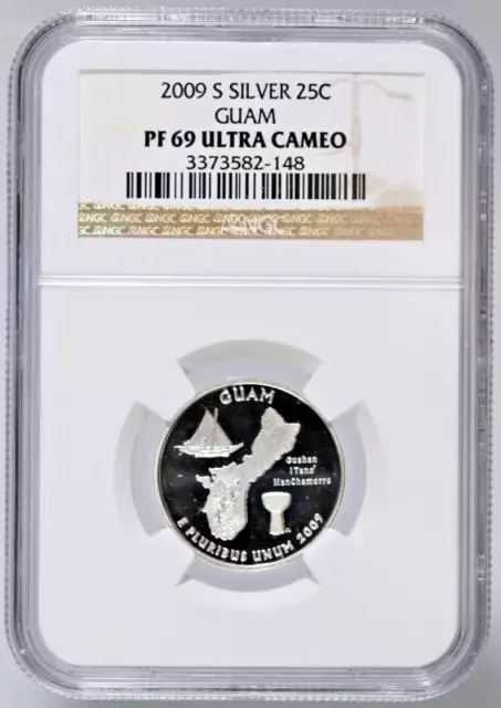 2009-S Silver 25C Guam NGC PF69 Ultra Cameo