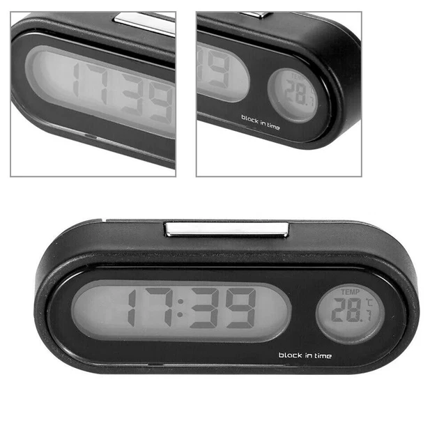 Horloge Numérique Autocollante Pour Tableau De Bord Voiture - Écran LCD, Piles Incluses, 5.5x3x2.5 Cm