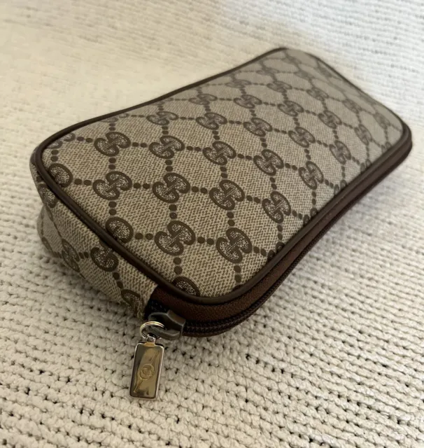 Auth Vintage Gucci Signature Ophidia GG Clutch Cosmetic Make Up Bag Small Pouch