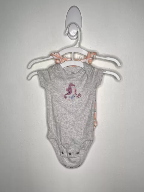 Carters Set Of 2 One Piece Bodysuit Baby Girls Size 3 Months Short Sleeve / Tank