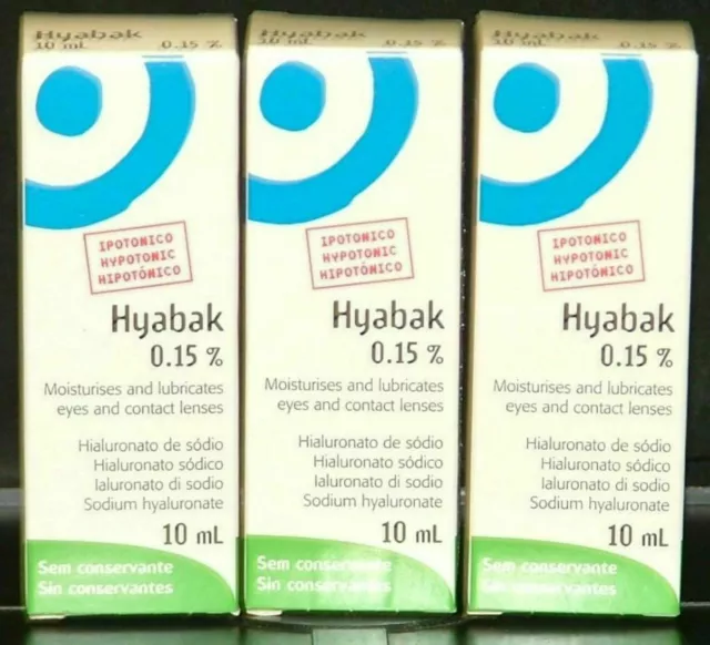 3X Hyabak Eye Drops for Dry Eyes 10ml PRESERVATIVE FREE