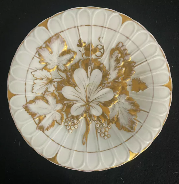 Antique 19th Century KPM Gold Grape Leaf Decorated Plate