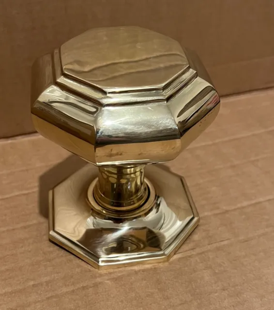Large Solid Brass Octagonal Centre Door Knob Antique Pull Front Handle Seconds