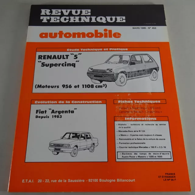 Reparaturanleitung Revue Technique Renault R5 / Fiat Argenta Stand 03/1985