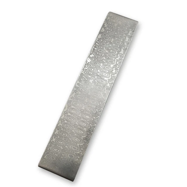 Damast Stahl Rohling 100x30mm - Fischgrätenmuster Für Messermacher