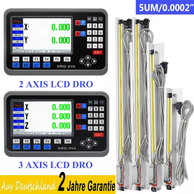 2/3 Achsen Digitalanzeige DRO lineare Skala Scale Hohe Präzision 100-1000mm,DE