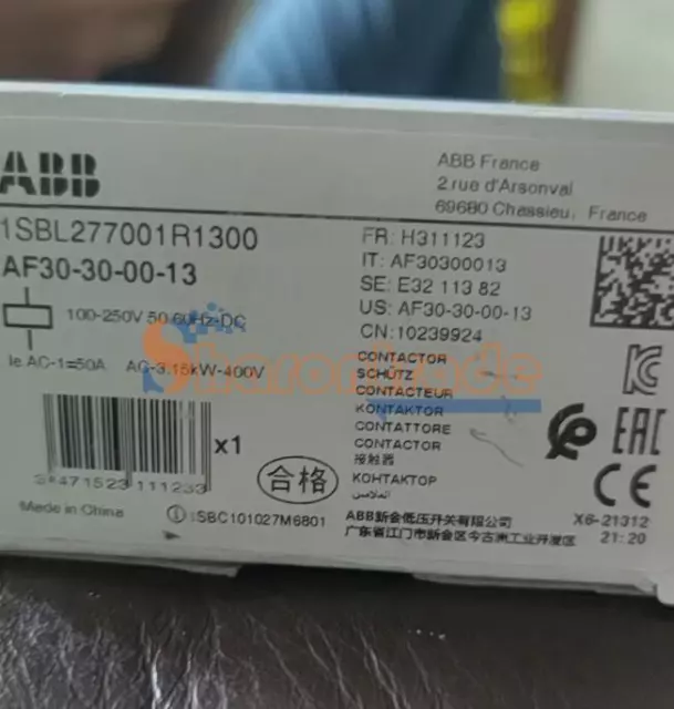 1PCS New ABB Contactor AF30-30-00-13 100-250V AC/DC 1SBL277001R1300